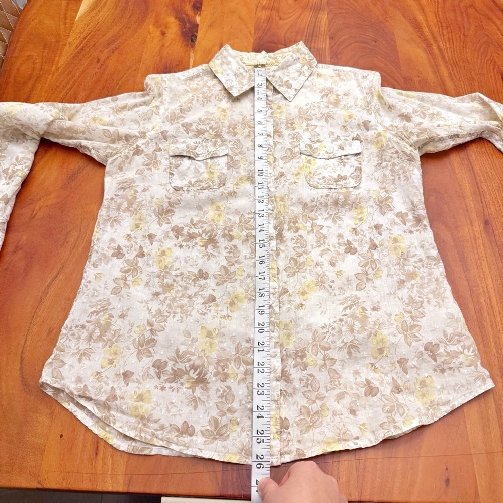 Denver Hayes Floral Pattern Boho Casual Hippie Button Down Shirt Blouse Medium - Picture 12 of 15